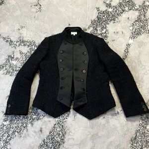 Armani Collezioni Jacket Womens Size 12 Black Tweed Evening Open Front